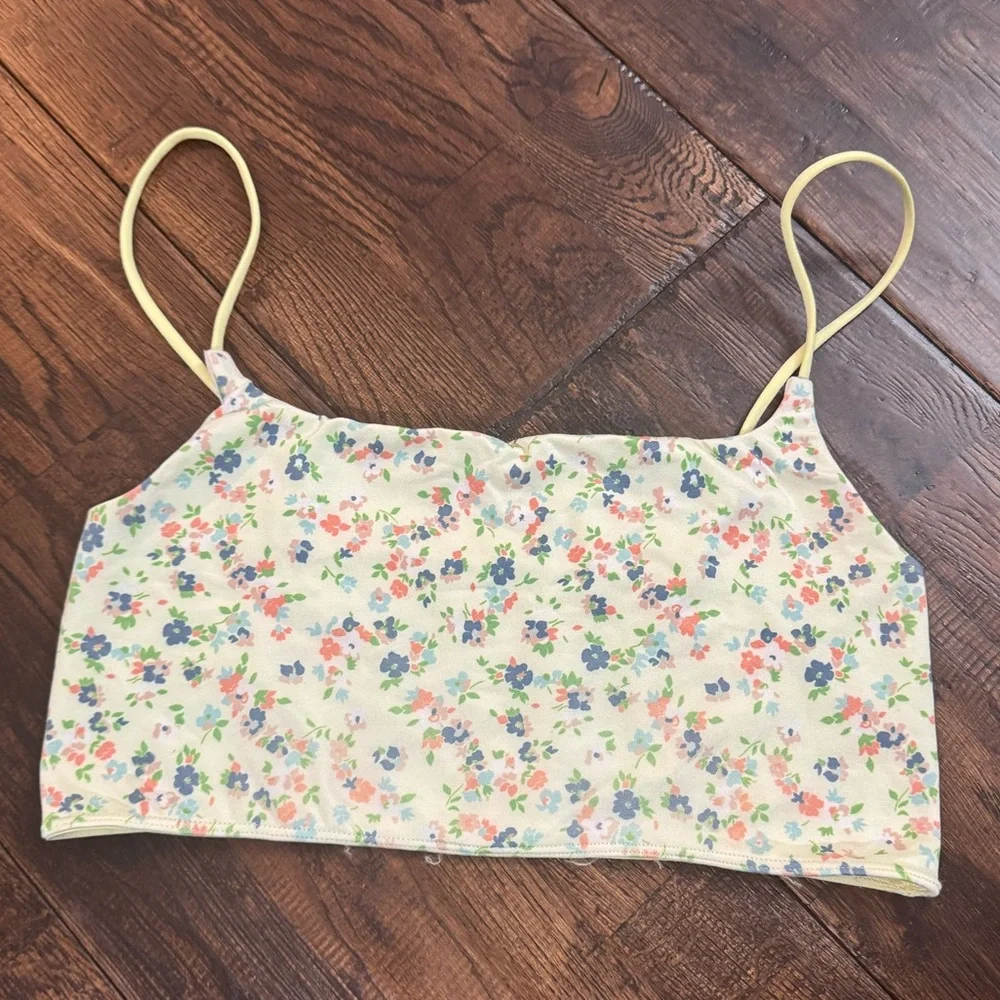 Anthropologie Floral Crop Cami Top in Yellow Straps Size L/XL - Picture 12 of 14